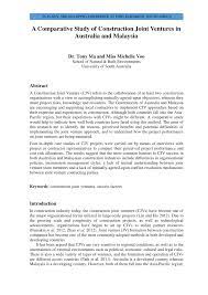 In our previous article, we the joint venture in this case is far different from the original image full of corporate jargon, tall files of legal paperwork, and complicated maneuvers done by major corporations. Pdf A Comparative Study Of Construction Joint Ventures In Australia And Malaysia