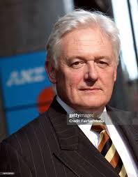 John McFarlane, CEO of ANZ Bank at their half-year profit results... News  Photo