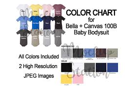 color chart for bella canvas 100b baby bodysuit mockup baby