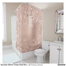 Sparkly Glitter Drips Pink Rose Gold Blush Glam Shower Curtain Zazzle Com Rose Gold Shower Curtain Gray Shower Curtains Gold Shower Curtain