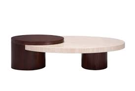 Vernet oval travertine coffee table 54wx25dx17.14h. Original Travertine Coffee Table