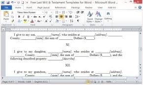 Last will and testament templates (word). Free Last Will And Testament Template For Word