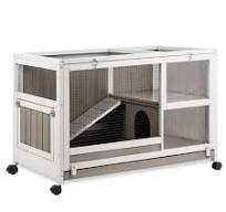 36" Rabbit Hutch With Wheels - Indoor/Outdoor Bunny Cage With 2 Pull-Out  Trays