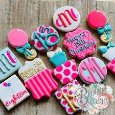 18th Birthday Cookie Cake Ideas 18th Birthday Cookies Happy Birthday Cookie Birthday Cookies Monogram Cakes Birthday