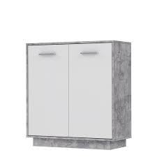 Hugo meuble tv blanc mat gris brillant avec led achat prix. Pilvi Meuble De Rangement 2 Portes Blanc Et Beton Gris Clair L 82 9 X P 34 2 X H 88 1 Cm Cdiscount Maison
