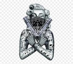 Every purchase you make puts money in an artist's pocket. 2 Gun Tattooed Marilyn Marilyn Monroe Gangster Looks Clipart 1107701 Pikpng