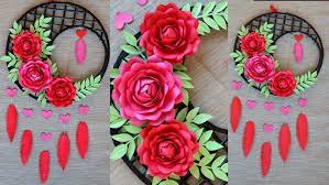 #paperwallhanging#paperflower#walldecora beautiful decoration for your home. Paper Flower Wall Hanging Easy Wall Decoration Ideas Paper Craft Diy Wall Decor Youtube