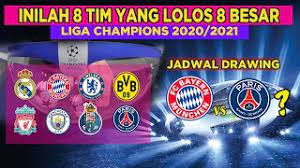 Jadwal Drawing 8 Besar Liga Champions 2020 2021 Inilah 8 Klub Yang Lolos 8 Besar Liga Champions Youtube