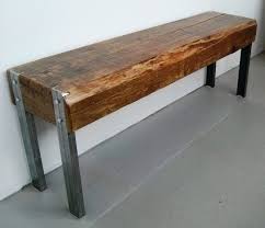Reclaimed Barn Beam And Steel Bench By Barnboardstore Com Recycled Timber Furniture Rustic Log Furniture Reclaimed Wood Furniture