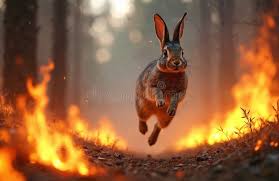 Un Pequeño Conejo Salta a Través De Un Intenso Incendio Forestal. El Animal  Salvaje Escapa Del Infierno Con Velocidad Y Agilidad. Stock de ilustración  - Ilustración de fuego, infierno: 418174500