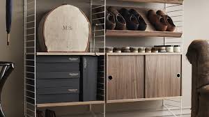 Floor Panels In White And Shelves In Walnut Magazine Shelves Solid In Walnut Cabinet With Sliding Doors I Hallway Inspiration Closet Decor Closet Inspiration