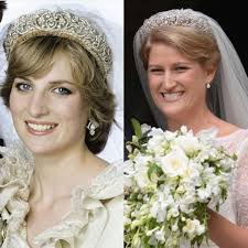 Die Braut Celia Mccorquodale Hatte Das Diadem Auf Dem Kopf Das Einst Auch Prinzessin Diana Bei Ihrer H Heirloom Wedding Royal Weddings Prince Harry And Meghan