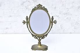 Brass Makeup Mirror Vintage French Baroque Vanity Table Top Etsy Makeup Mirror Cosmetic Mirror French Vintage
