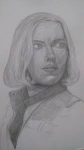 Hand casting drawing step by step. Original Sketch Black Widow Natasha Romanoff Steemkr