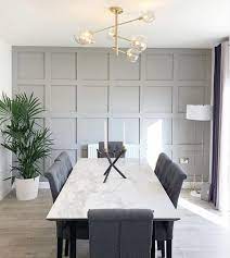These dining room paneling have a better lifespan and are soundproof. Panelling Inspiration Dining Room Dining Room Design Dining Room Inspiration 8 Seater Dining Table
