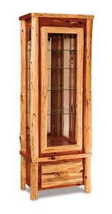 With an antique finish and contrasting, natural wood accents, it has a pleasingly rustic look. Country Lodge Curio Cabinet From Dutchcrafters Amish Furniture