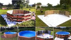 Homemade Wood Pallet Swimming Pool Project Pallet Pool Homemade Swimming Pools Diy Swimming Pool