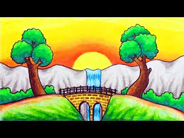 How To Draw Easy Scenery Drawing Sunset Waterfall Scenery Step By Step With Oil Pastels Youtuberandom Learn how to draw sunset simply by following the steps outlined in our video lessons. how to draw easy scenery drawing