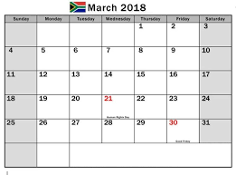 March 2018 Calendar South Africa With Holidays Calendario Julio Calendario Plantilla Calendario
