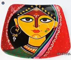 Jamini Roy woman painting wall plate