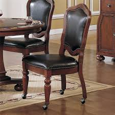 Find the best wheels armchairs & accent chairs for your home in 2021 with the carefully curated selection available to shop at houzz. Cramco Inc Timber Lane Faran 87148 10 Brown Cherry Finish Cordovan Vinyl Caster Chair Lapeer Furniture Mattress Center Dining Chair With Casters