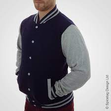 Heather Grey Navy Varsity Jacket Blue College Letterman Coat Etsy Uk