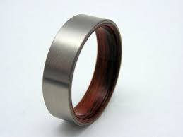 Titanium And Wood Ring Bentwood Rosewood Lined Satin Titanium Etsy Titanium Wedding Rings Mens Wedding Rings Titanium Mens Wedding Rings
