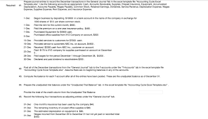 Short video (53 sec) that shows how to use the vlookup function in excel. Solved Prepare Journal Entries To Record The December Transactions In The General Journal Tab In The Excel Template File Quot Accounting Cycle Exc Course Hero