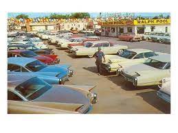 Art Print Used Car Lot Lots Of Fins Poster 24x18in In 2021 Used Car Lots Car Lot Car Dealership