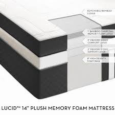 14 Lucid By Linenspa Cashmere Covered Plush Memory Foam Mattress Four Layer Viscoelastic With Bambo Memory Foam Mattress Memory Foam Mattress Reviews Mattress