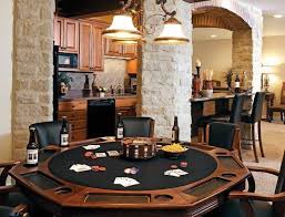 This Makes Me Want To Refinish Our Old Poker Table To Create This Love It Game Room Design Poker Table Game Room