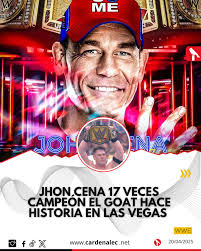 JOHN CENA ES 17 VECES CAMPEÓN!! 🐐🏆 ¡¡JOHN CENA ES 17 VECES CAMPEÓN!! 🐐🏆  Momento histórico para el mejor luchador de todos los tiempos, victoria en  Wrestlemania 41 para consagrarse como el