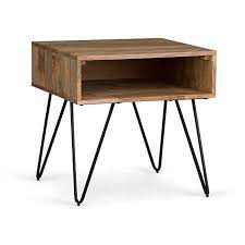 Amazon Com Simpli Home Axchun 02 Hunter Solid Mango Wood And Metal 22 Inch Wide Square Mid Century Modern End Side Table End Tables Wood End Tables Side Table