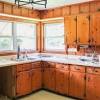 Colors to use in a kitchen with knotted pine cabinets. 1