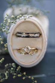 This Wedding Couple Had Hand Made Wedding Bands That Are Super Nontraditional Engagement Rings Unconventional Engagement Rings 14k White Gold Engagement Rings
