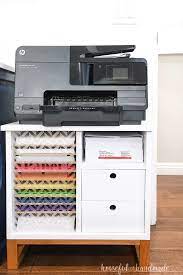 So i worked with her to create a plan, and a few weeks later, here's dad's new office! Printer Stand With Paper Storage Drawers Houseful Of Handmade