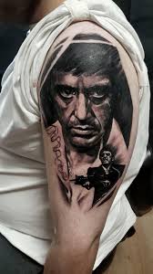 Maybe you would like to learn more about one of these? My Scarface Tattoo A Portrait Of Al Pachino Done By Burt At Rock N Roll Tattoos In Glasgow Got The Qoute Who Do I Trust I Trust Me Added Below A Few Months Later