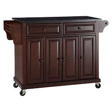 If you have granite countertops in your kitchen, you can ensure your new island matches with a product like the three posts hedon cambridge kitchen. Solid Black Granite Top Kitchen Cart Island Vintage Mahogany Crosley Target