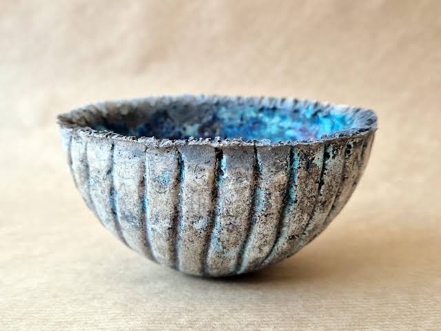 Raku Fired Serving Bowl