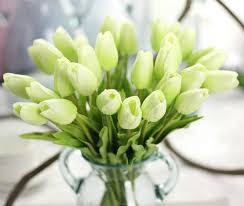 Fake flowers give you a lot of freedom to make arrangements that would be difficult to create with real blooms. Joejisn 30pcs Artificial Tulips Flowers Real Touch Green Tulips Fake Holland Pu Tulip Bouquet Latex Flowers For Wedding Party Office Home Kitchen Decoration Tender Green Silk Flower Arrangements