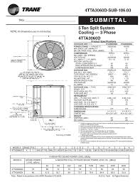 Maybe you would like to learn more about one of these? Trane Submittal 5 Ton Split System Cooling 3 Phase 4tta3060d Manualzz