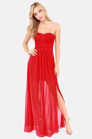 Aryn K Good Graces Strapless Red Maxi Dress