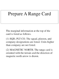 It is also an aid for replacement personnel or. Ppt Prepare A Range Card Powerpoint Presentation Free Download Id 6646889