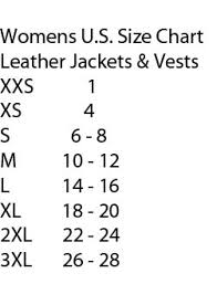Womens Vest Jacket Size Chart