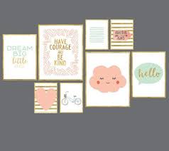 Girls Bedroom Decor Pink And Gold Girls Room Gallery Wall Art Print Set Of 8 Digital Art Prints Peach Gold And Mint Adventure Awa Detskaya Spalnya Plakat Idei