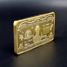 How can i turn $500 into $1000? Usd 10000 Dollar Bullion 24k Gold Bar American Metal Coin Golden Plated Bars Usd With Gift Box Non Currency Coins Aliexpress