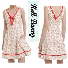 Nwot Hell Bunny Nautical Pinup Couture Dress L 10