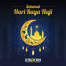 Hari raya haji is the local malaysian name for the muslim holiday of eid al adha, the feast of sacrifice. Selamat Hari Raya Haji From All Of Us At Inspiren Selamat Hari Raya Greeting Card Template Poster