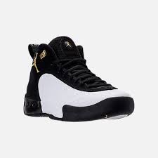 Jordan 12 Black Metallic Gold White Three Quarter View Of Men S Air Jordan Jumpman Pro Basketball Shoes In Black Metallic Gold White Air Jordans White Basketball Shoes Shoes