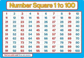 A4 Number Square 1 100 Laminated Blue And Pink Maths Chart Poster Education Ebay